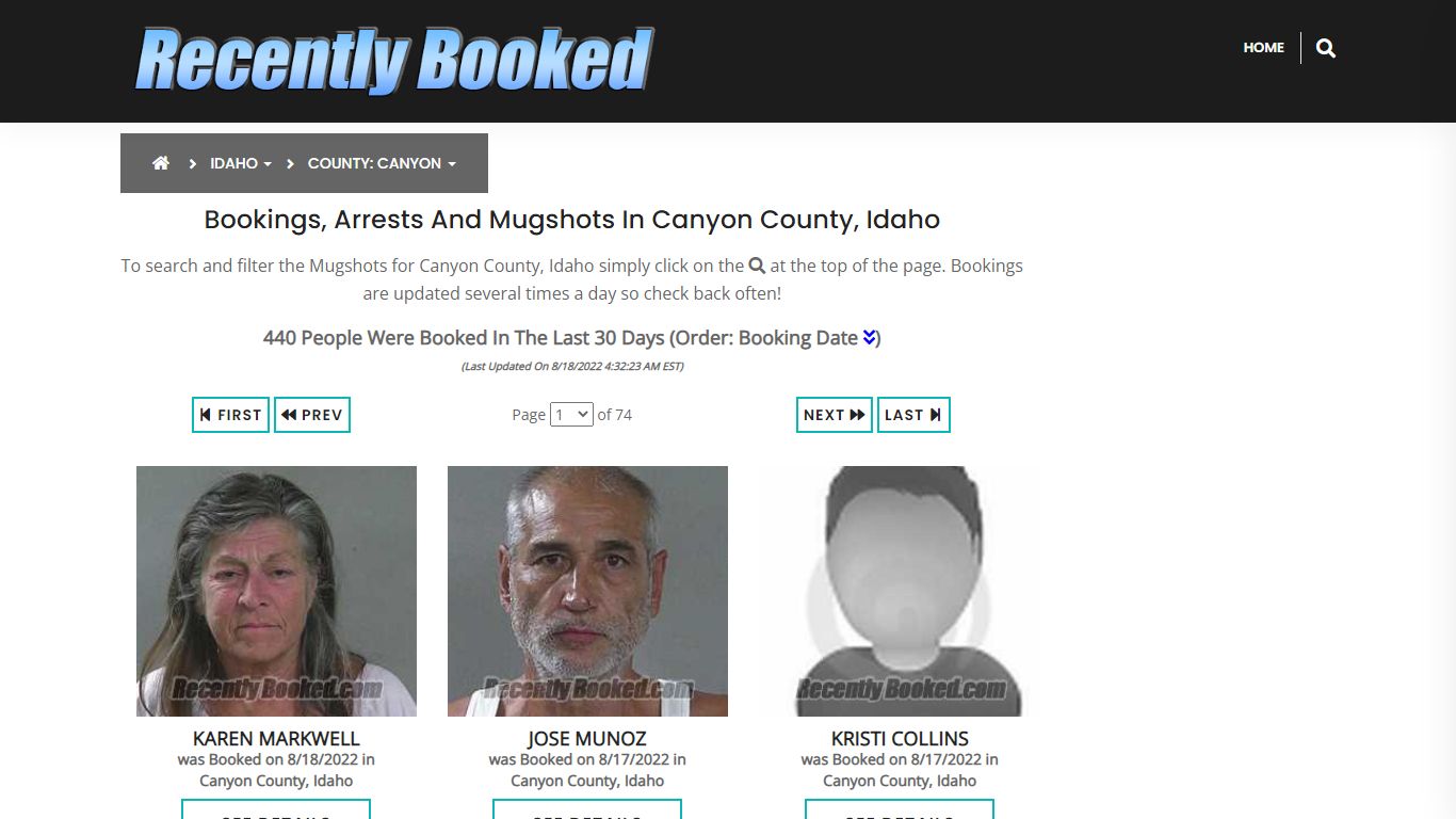 Recent bookings, Arrests, Mugshots in Canyon County, Idaho